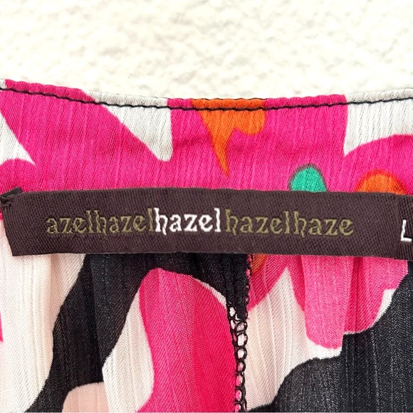 Hazel Anthropologie Floral Blouse Top V-Neck Garden Girl Pink Black Size Large - Picture 7 of 16